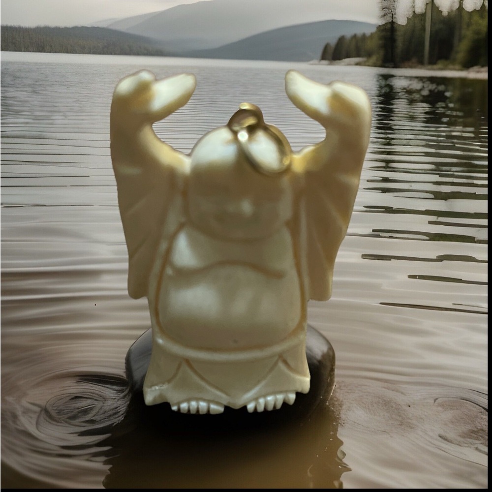 Cream Laughing Buddha Figurine